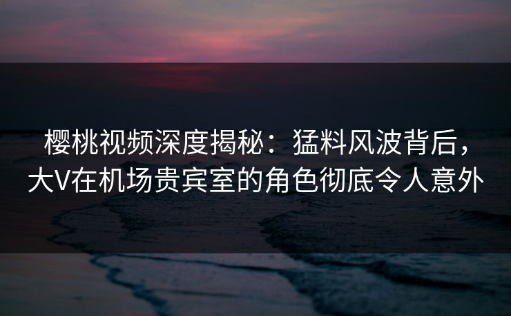 樱桃视频深度揭秘：猛料风波背后，大V在机场贵宾室的角色彻底令人意外