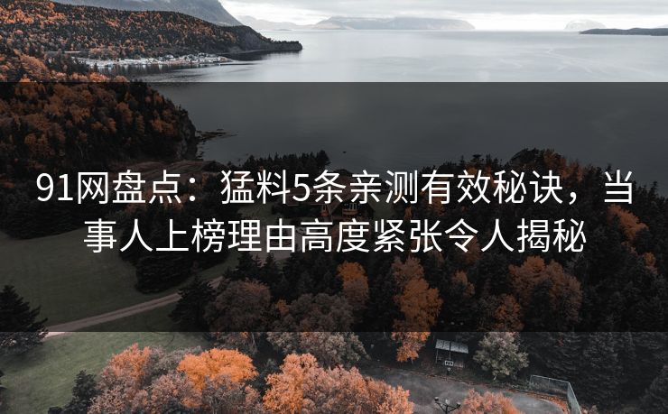 91网盘点：猛料5条亲测有效秘诀，当事人上榜理由高度紧张令人揭秘